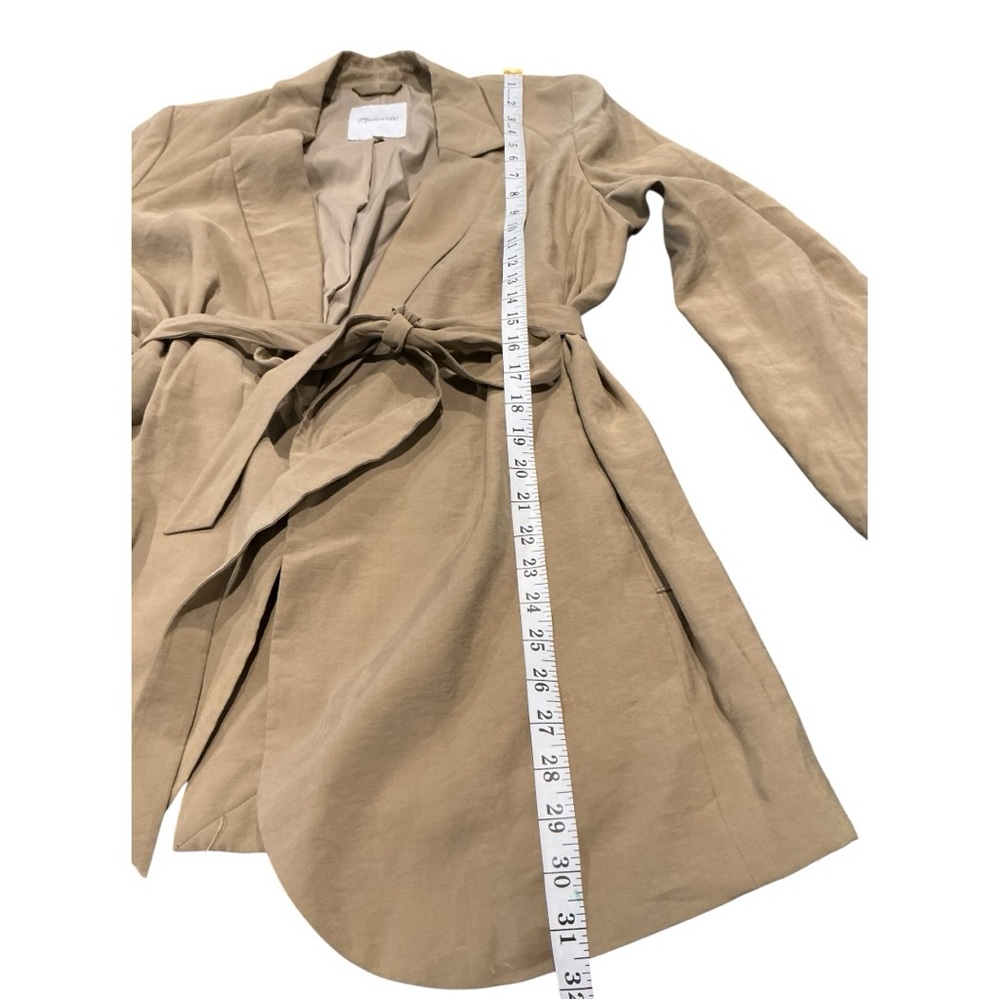 Madewell Belted Blazer Jacket Womens Large Tan Modal Blend Tie Waist Lightweight - Picture 9 of 11